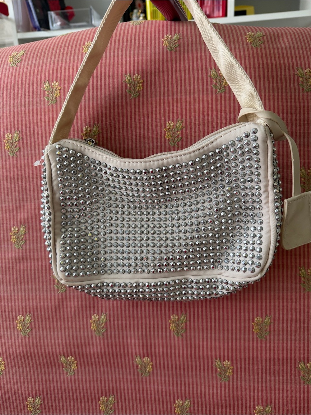 Beige Studded Shoulder Bag - Fashionable Womens Handbag